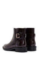 Women's Burgundy Zippered Patent Leather Boots | Derimod Women's Burgundy Zippered Patent Leather Boots | Derimod