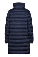 Geox Women's Dark Blue Ilde Long Coat with Fur Inside | Derimod Geox Women's Dark Blue Ilde Long Coat with Fur Inside | Derimod
