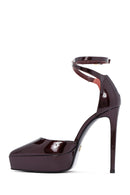 Women's Burgundy Patent Leather Platform High Heel Shoes | Derimod Women's Burgundy Patent Leather Platform High Heel Shoes | Derimod