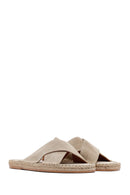Men's Beige Suede Leather Espadrille Slippers | Derimod Men's Beige Suede Leather Espadrille Slippers | Derimod