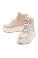 Women's Beige Thick Soled Leather Sneaker Boots | Derimod Women's Beige Thick Soled Leather Sneaker Boots | Derimod