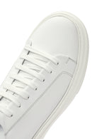 Men's White Lace-up Leather Sneaker | Derimod Men's White Lace-up Leather Sneaker | Derimod