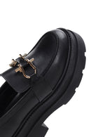 Women's Black Leather Thick Soled Masculine Loafer | Derimod Women's Black Leather Thick Soled Masculine Loafer | Derimod