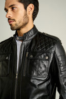 Turner Men's Leather Jacket | Derimod Turner Men's Leather Jacket | Derimod