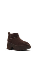 Women's Brown Thick Soled Suede Leather Teddy Boots | Derimod Women's Brown Thick Soled Suede Leather Teddy Boots | Derimod