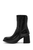 Women's Black Zippered Chunky Heel Boots | Derimod Women's Black Zippered Chunky Heel Boots | Derimod