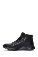 Men's Black Leather Ankle Sneaker Boots | Derimod Men's Black Leather Ankle Sneaker Boots | Derimod