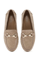 Kadın Bej Toka Detaylı Süet Deri Comfort Loafer | Derimod Kadın Bej Toka Detaylı Süet Deri Comfort Loafer | Derimod