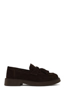 Woman Brown Thick-Soled Tassel Suede Loafer | Derimod Woman Brown Thick-Soled Tassel Suede Loafer | Derimod