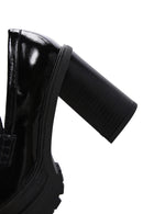 Women's Black Patent Leather Heeled Loafer | Derimod Women's Black Patent Leather Heeled Loafer | Derimod
