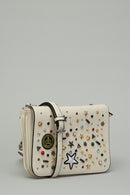 Cream Women's Crossbody Bag with Star Staple Detail | Derimod Cream Women's Crossbody Bag with Star Staple Detail | Derimod