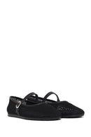 Woman Black Buckled Mesh Ballerine flats | Derimod Woman Black Buckled Mesh Ballerine flats | Derimod