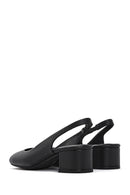 Derimod Flex Women's Black Open Back Thick Low Heel Leather Shoes | Derimod Derimod Flex Women's Black Open Back Thick Low Heel Leather Shoes | Derimod
