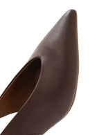 Women's Brown Slingback Elastic Low Heel Leather Shoes | Derimod Women's Brown Slingback Elastic Low Heel Leather Shoes | Derimod