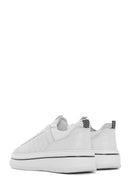 Men's White Lace-up Thick-Sole Leather Sneaker | Derimod Men's White Lace-up Thick-Sole Leather Sneaker | Derimod