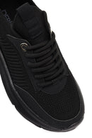 Derimod Zero Women's Black Lace-Up Thick-Soled Fabric Sneaker | Derimod Derimod Zero Women's Black Lace-Up Thick-Soled Fabric Sneaker | Derimod