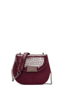 Woman Burgundy Chain Strap Printed Shoulder Bag | Derimod Woman Burgundy Chain Strap Printed Shoulder Bag | Derimod