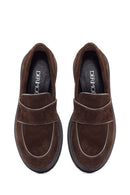 Kadın Kahverengi Kalın Tabanlı Süet Deri Maskülen Loafer | Derimod Kadın Kahverengi Kalın Tabanlı Süet Deri Maskülen Loafer | Derimod