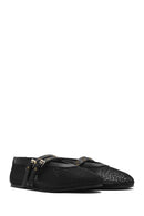 Women's Black Buckled Mesh Fabric Ballerinas | Derimod Women's Black Buckled Mesh Fabric Ballerinas | Derimod