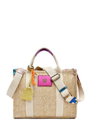 Women's Beige Long Strap Straw Shoulder Bag | Derimod Women's Beige Long Strap Straw Shoulder Bag | Derimod
