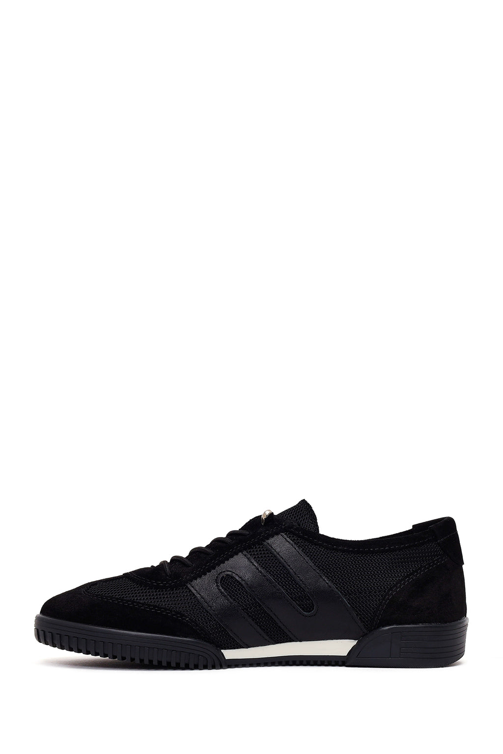 Kadın Siyah Bağcıklı Deri Sneaker