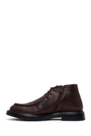 Male Brown Lace-up Zip Closure Leather Casual Boots | Derimod Male Brown Lace-up Zip Closure Leather Casual Boots | Derimod