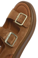 Women's Mink Back Buckle Thick Soled Suede Leather Sandals | Derimod Women's Mink Back Buckle Thick Soled Suede Leather Sandals | Derimod