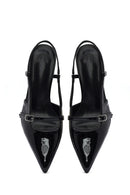 Women's Black Open Back Thin Heeled Shoes | Derimod Women's Black Open Back Thin Heeled Shoes | Derimod