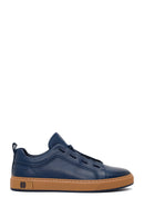 Erkek Lacivert Bağcıklı Deri Sneaker | Derimod Erkek Lacivert Bağcıklı Deri Sneaker | Derimod