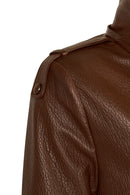 Carmen Woman Brown Fur Collar Leather Coat | Derimod Carmen Woman Brown Fur Collar Leather Coat | Derimod