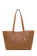 Woman Beige Patterned Shoulder Bag | Derimod Woman Beige Patterned Shoulder Bag | Derimod