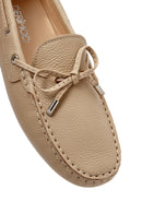 Women's Beige Bow Leather Loafer | Derimod Women's Beige Bow Leather Loafer | Derimod