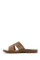 Women's Tan Straw Slippers | Derimod Women's Tan Straw Slippers | Derimod