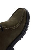 Men's Khaki Zippered Suede Leather Boots | Derimod Men's Khaki Zippered Suede Leather Boots | Derimod