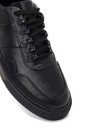 Men's Black Lace-Up Thick-Soled Leather Sneaker | Derimod Men's Black Lace-Up Thick-Soled Leather Sneaker | Derimod