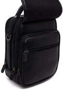 Male Black Long Strap Leather Mini Handbag | Derimod Male Black Long Strap Leather Mini Handbag | Derimod