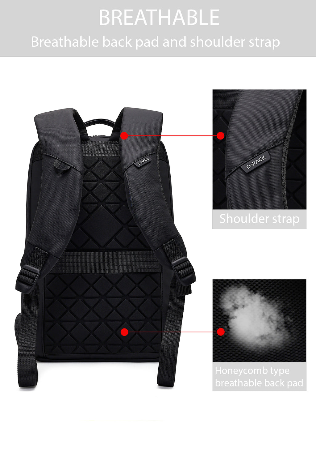 D-Pack Unisex Siyah Teknolojik Kumaş Sırt Çantası