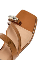 Women's Bronze Stone Metallic Slippers | Derimod Women's Bronze Stone Metallic Slippers | Derimod
