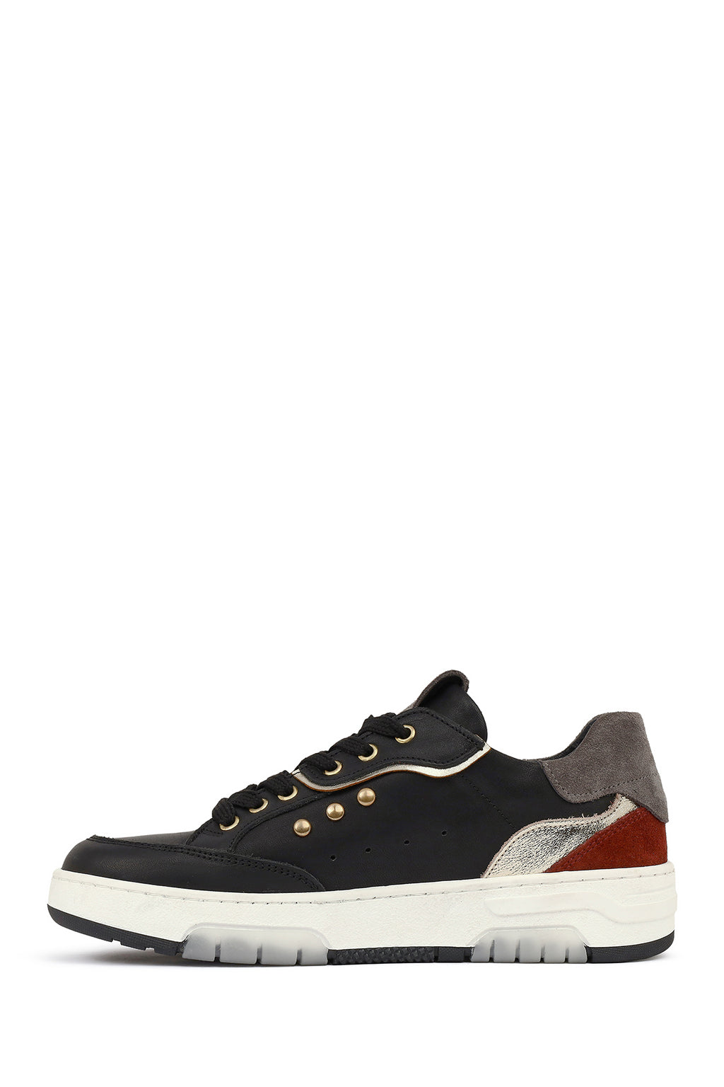 Kadın Siyah Bağcıklı Kalın Tabanlı Deri Sneaker