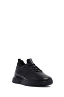 Erkek Siyah Bağcıklı Kalın Tabanlı Deri Casual Sneaker | Derimod Erkek Siyah Bağcıklı Kalın Tabanlı Deri Casual Sneaker | Derimod