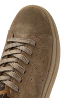 Women's Tan Lace-Up Suede Leather Sneakers | Derimod Women's Tan Lace-Up Suede Leather Sneakers | Derimod