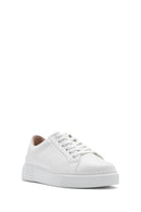 Women's White Lace-Up Leather Sneaker | Derimod Women's White Lace-Up Leather Sneaker | Derimod