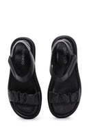 Kadın Siyah Deri Comfort Sandalet | Derimod Kadın Siyah Deri Comfort Sandalet | Derimod