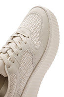Kadın Bej Bağcıklı Kalın Tabanlı Örgülü Sneaker | Derimod Kadın Bej Bağcıklı Kalın Tabanlı Örgülü Sneaker | Derimod