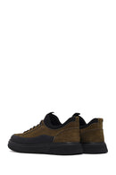 Male Khaki Lace-up Nubuck Leather Sneaker | Derimod Male Khaki Lace-up Nubuck Leather Sneaker | Derimod