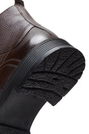Men's Brown Leather Flat Boots | Derimod Men's Brown Leather Flat Boots | Derimod