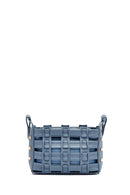 Woman Blue Long Strap Knitted Crossbody Bag | Derimod Woman Blue Long Strap Knitted Crossbody Bag | Derimod