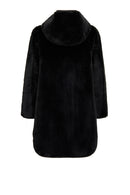Artesina Women's Black Hooded Teddy Leather Coat | Derimod Artesina Women's Black Hooded Teddy Leather Coat | Derimod