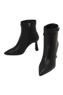 Woman Black Zip Closure Heeled Leather Boots | Derimod Woman Black Zip Closure Heeled Leather Boots | Derimod