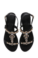 Women's Black Stone Sandals | Derimod Women's Black Stone Sandals | Derimod